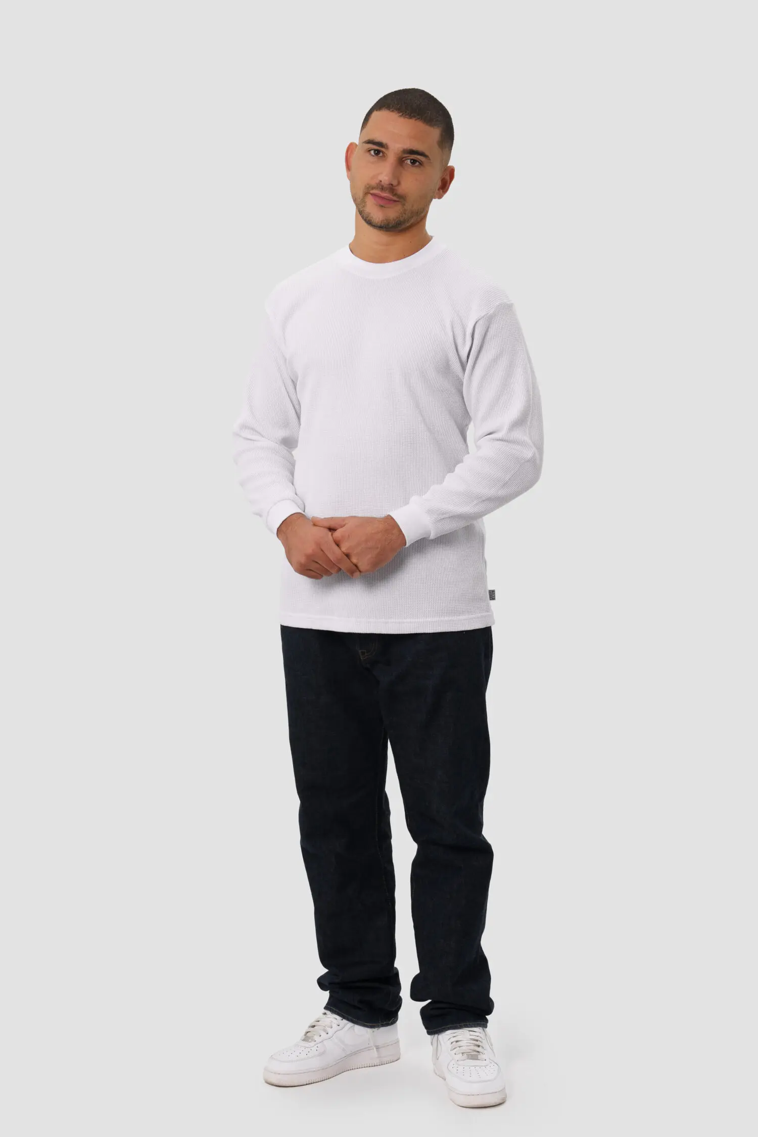 T-shirt ProClub Blanc Waffle Manches Longues – Image 4