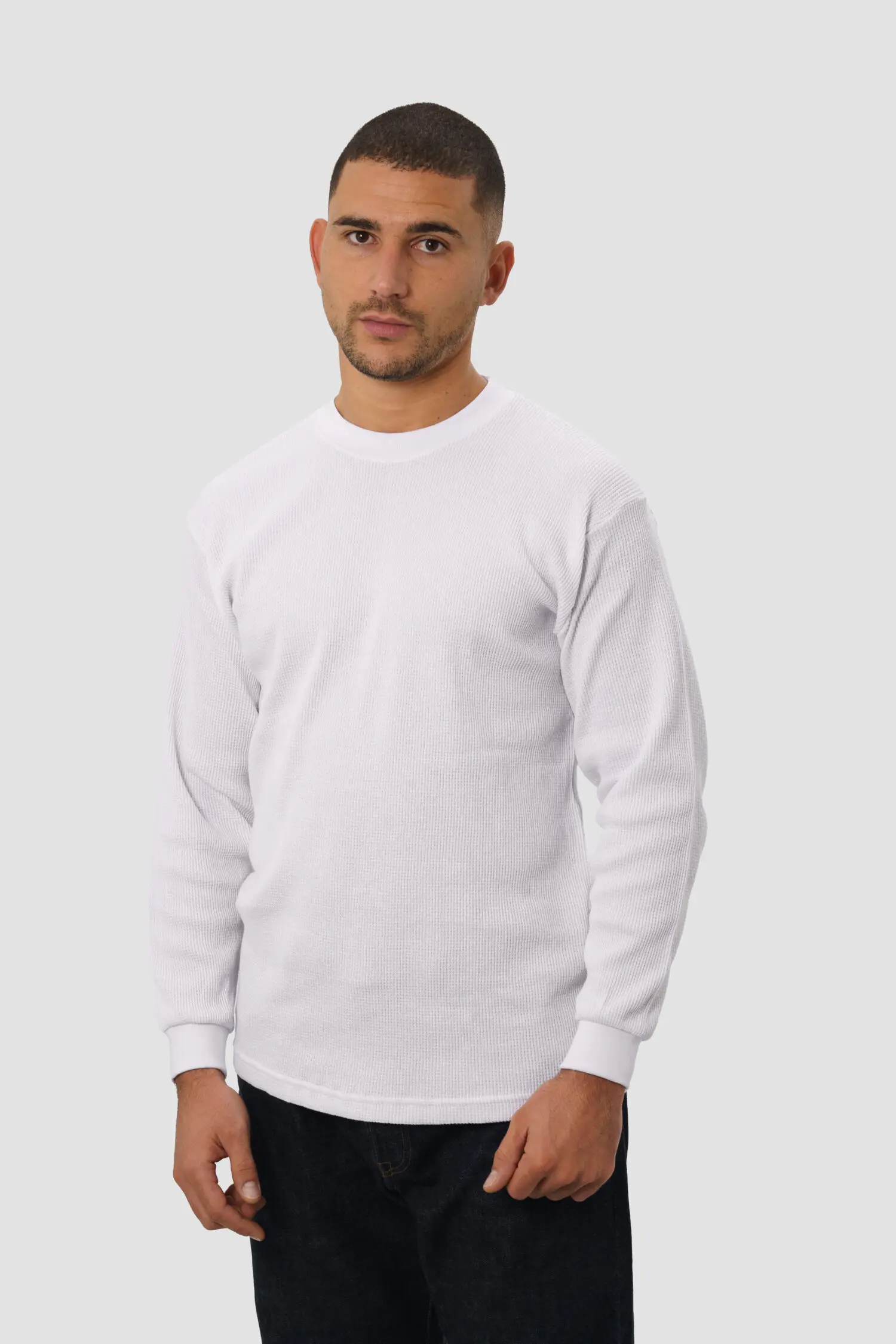 T-shirt ProClub Blanc Waffle Manches Longues