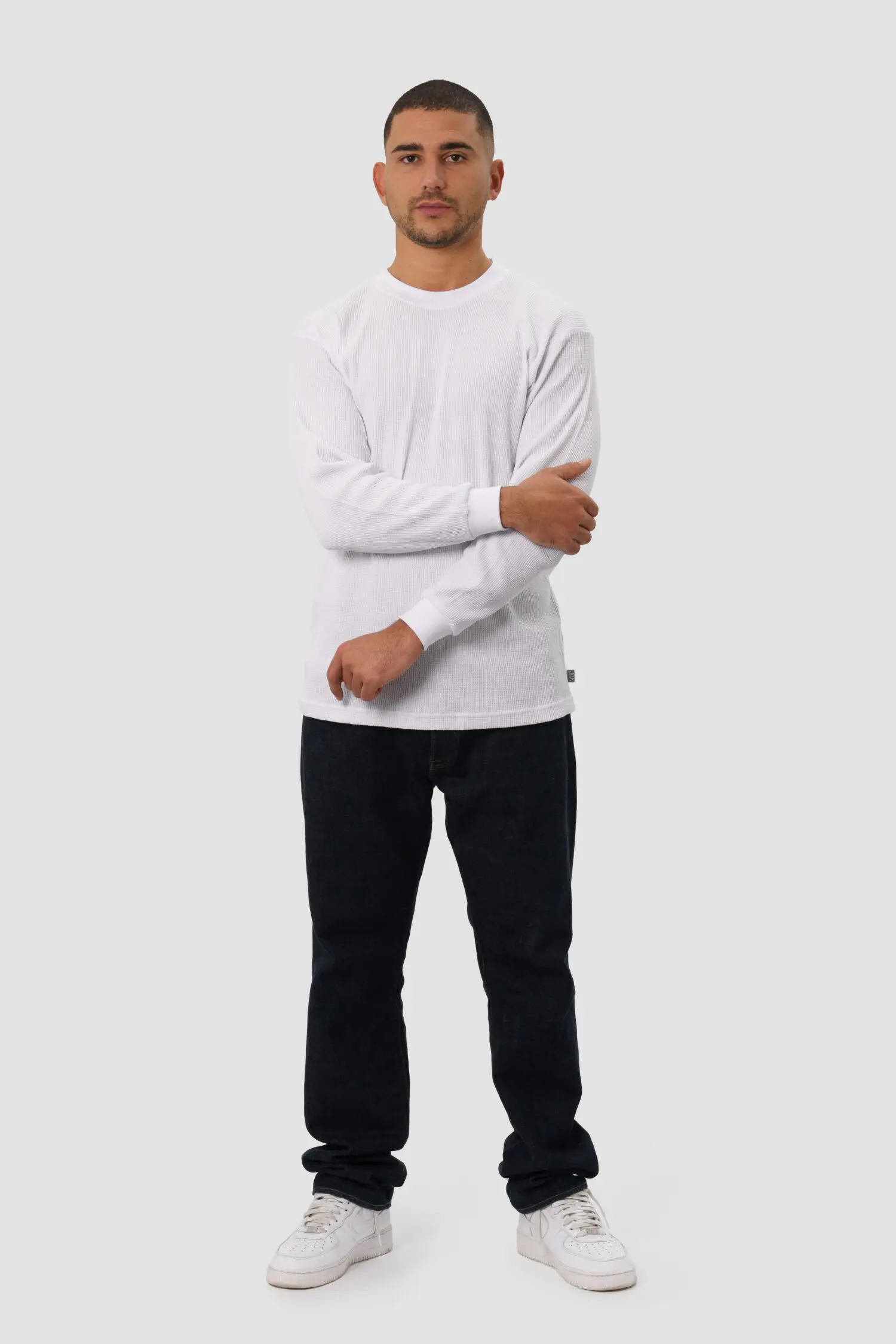 T-shirt ProClub Blanc Waffle Manches Longues – Image 3