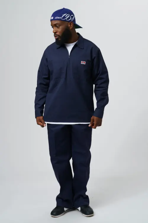 Alternative view of Chemise Ben Davis Navy ½ Zip Manches Longues