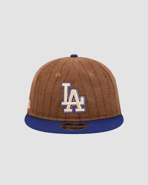 Casquette New Era 9FIFTY Retro Crown Wool Three Looms x MLB LA Dodgers coloris Pinstripe Dark Brown