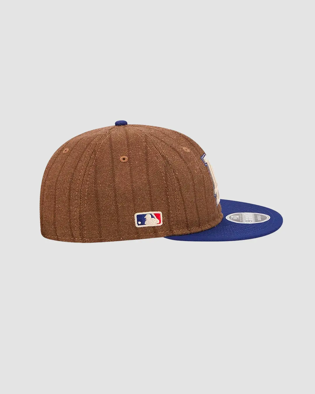 Casquette New Era 9FIFTY Retro Crown Wool Three Looms x MLB LA Dodgers coloris Pinstripe Dark Brown