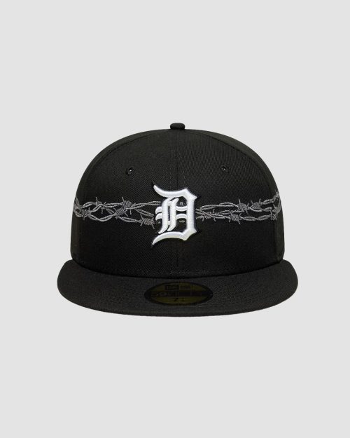 Casquette 59FIFTY Fitted Detroit Tigers MLB Icon Noir avec logo D brodé et motif barbelés