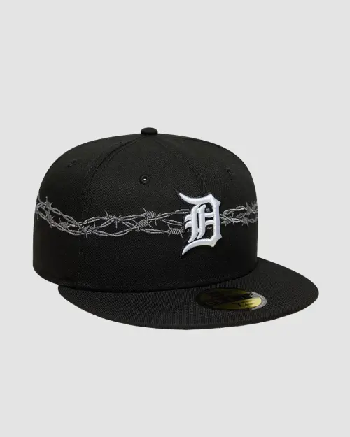 Casquette 59FIFTY Fitted Detroit Tigers MLB Icon Noir avec logo D brodé et motif barbelés