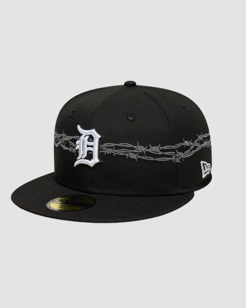 Casquette 59FIFTY Fitted Detroit Tigers MLB Icon Noir avec logo D brodé et motif barbelés