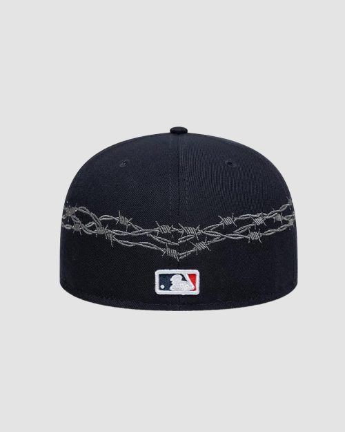 Casquette 59FIFTY Fitted New York Yankees MLB Icon Bleu marine avec logo brodé et motif barbelés