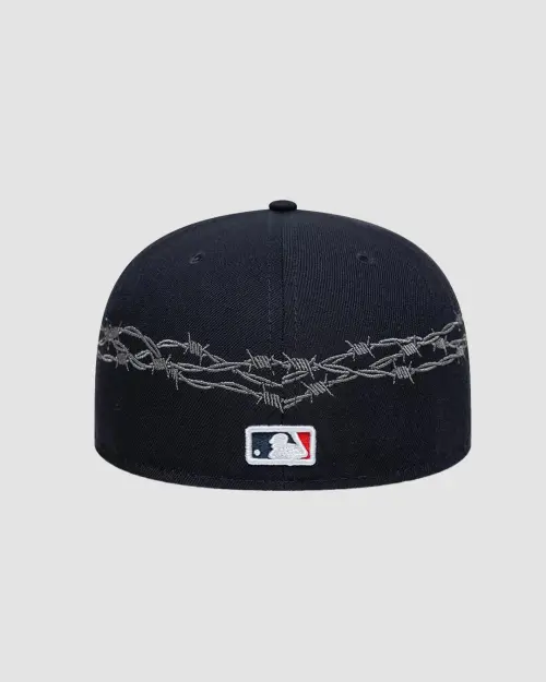 Casquette 59FIFTY Fitted New York Yankees MLB Icon Bleu marine avec logo brodé et motif barbelés