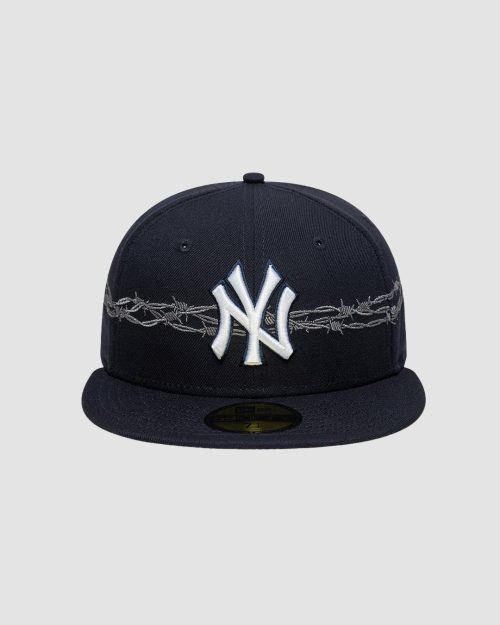 Casquette 59FIFTY Fitted New York Yankees MLB Icon Bleu marine avec logo brodé et motif barbelés