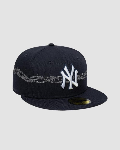 Casquette 59FIFTY Fitted New York Yankees MLB Icon Bleu marine avec logo brodé et motif barbelés