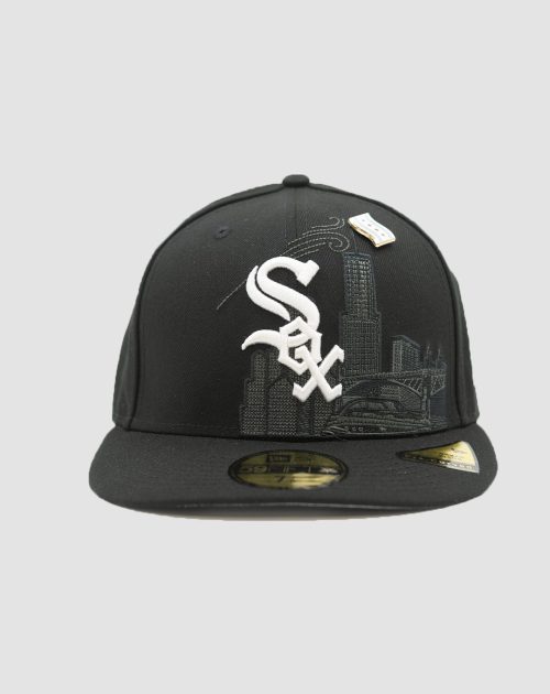 Casquette New Era 59FIFTY Fitted Chicago White Sox MLB noir avec broderie skyline
