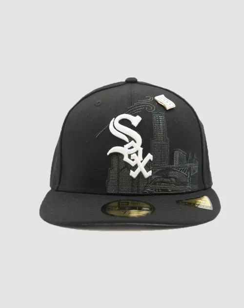 Casquette New Era 59FIFTY Fitted Chicago White Sox MLB noir avec broderie skyline