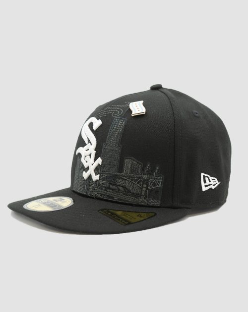 Casquette New Era 59FIFTY Fitted Chicago White Sox MLB noir avec broderie skyline