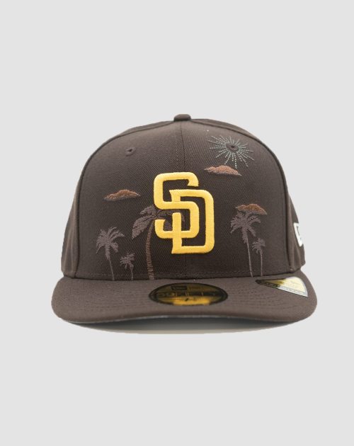 Casquette New Era 59FIFTY Fitted San Diego Padres MLB brun avec broderie palmier