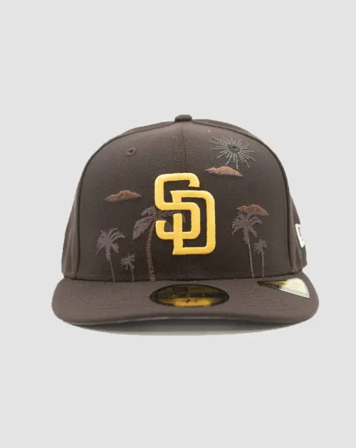 Casquette New Era 59FIFTY Fitted San Diego Padres MLB brun avec broderie palmier