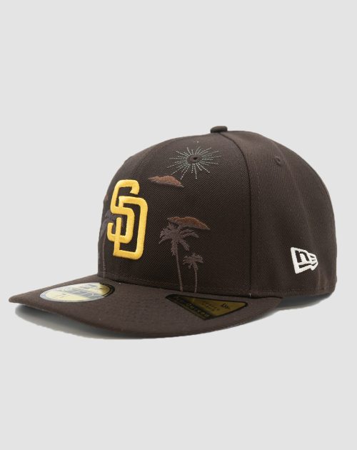 Casquette New Era 59FIFTY Fitted San Diego Padres MLB brun avec broderie palmier