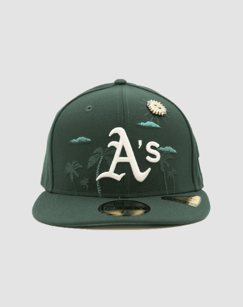 Casquette New Era 59FIFTY Fitted Oakland Athletics MLB vert et jaune, vue de face