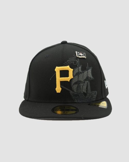 Casquette New Era 59FIFTY Fitted Pittsburgh Pirates MLB noir et doré, vue de face