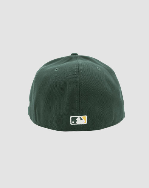 Casquette New Era 59FIFTY Fitted Oakland Athletics MLB vert et jaune, vue de dos