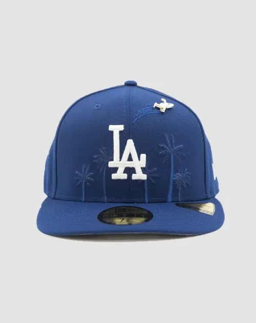Casquette New Era 59FIFTY Fitted Los Angeles Dodgers MLB bleu avec broderie palmier